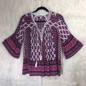 VINTAGE AMERICAN BLUES Boho Top Size S